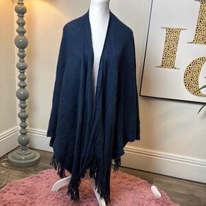 Navy Blue Fringe Shawl